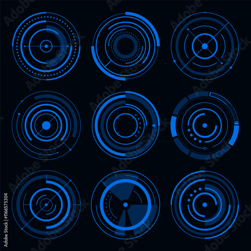 Futuristic frame circle shape HUD interface cyberpunk design. Technology Hi-tech element.