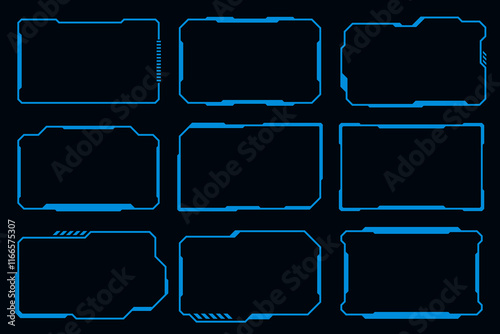 Futuristic frame HUD technology cyberpunk design element. Technology Hi-tech element.