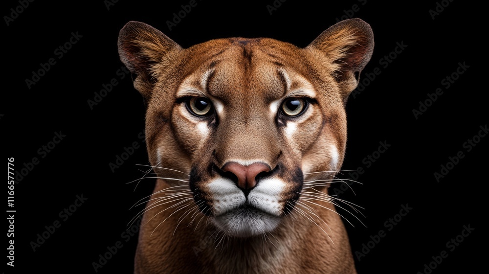 Obraz premium Majestic front view of a wild panther, captivating wildlife photography showcasing nature s power.