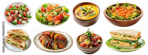 Wallpaper Mural PNG Colorful fresh healthy delicious salads, isolated element set, transparent background Torontodigital.ca