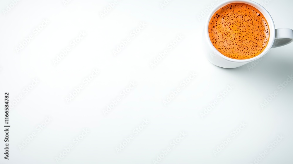 Aromatic Coffee in White Mug Top View Minimalist Background Beverage Hot Drink Aromatic Coffee in White Mug Top View Minimalist Background Beverage Hot Drink