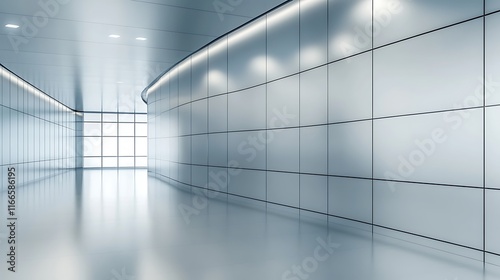 Wallpaper Mural Modern minimalist hallway with bright window and metal walls Torontodigital.ca