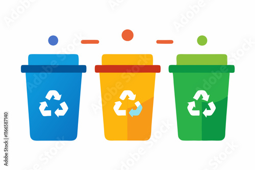 Recycling Bins Photo: Colorful Waste Sorting for Sustainability