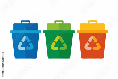 Recycling Bins Photo: Colorful Waste Sorting for Sustainability