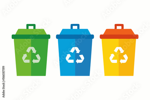 Recycling Bins Photo: Colorful Waste Sorting for Sustainability