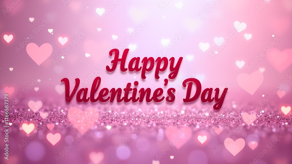 Happy Valentine's Day, Romantic Pink Background with Hearts Happy Valentine's Day, Romantic Pink Background with Hearts