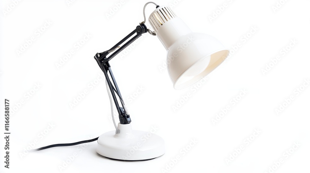 Adjustable White Desk Lamp Modern Office Lighting Home Study Flexible Arm Contemporary Design