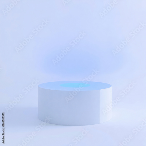 light blue cylindrical platform