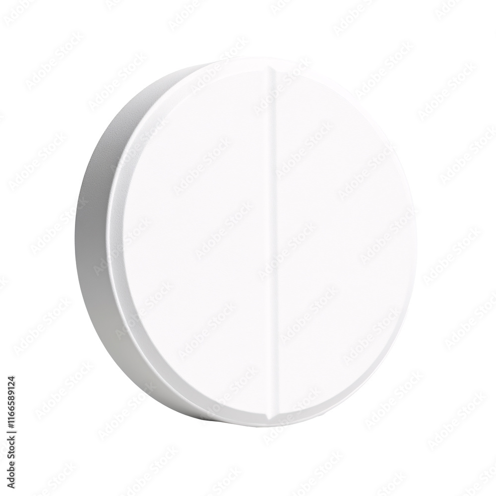 white round tablet isolated on transparent background Generative Ai. white round tablet isolated on transparent background Generative Ai.