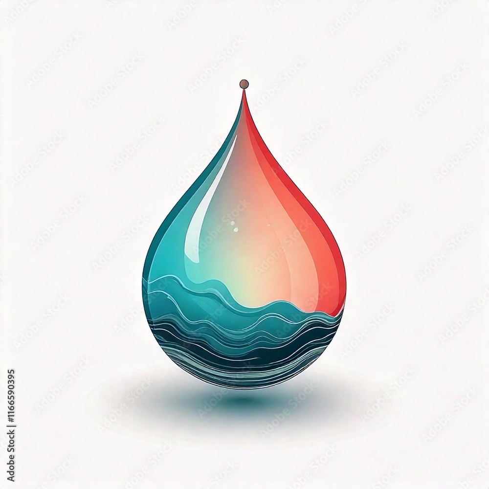 Obraz premium Simple water icon logo on white background, vintage style illustration