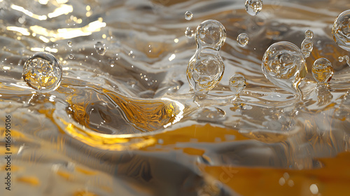 clear water surface with smooth ripples and bubbles creates dynamic and tranquil scene. interplay of light and reflections adds depth and beauty to image photo