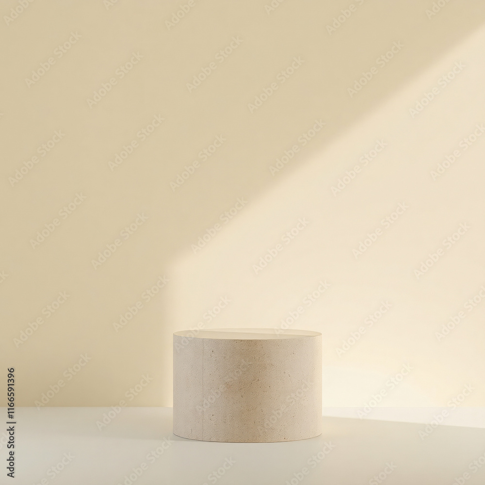 cylindrical beige platform on a white surface cylindrical beige platform on a white surface