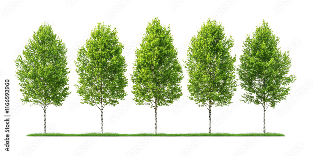 Obraz premium Row of Green Trees with Leafy Canopies