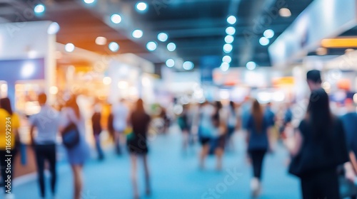 Group of Professionals Networking at a Trade Show Event in Blur