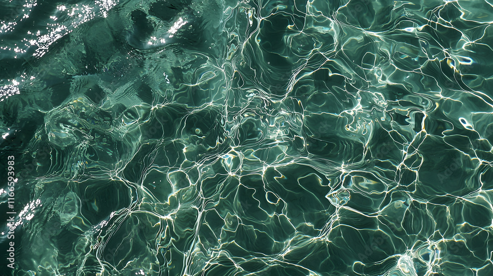 Obraz premium Flowing water surface with soft blue hues and shimmering reflections creates tranquil atmosphere. gentle movement of water evokes sense of calm and serenity