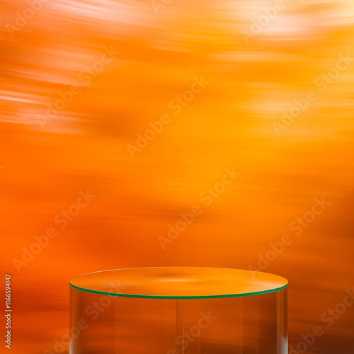 round glass pedestal on blurred background