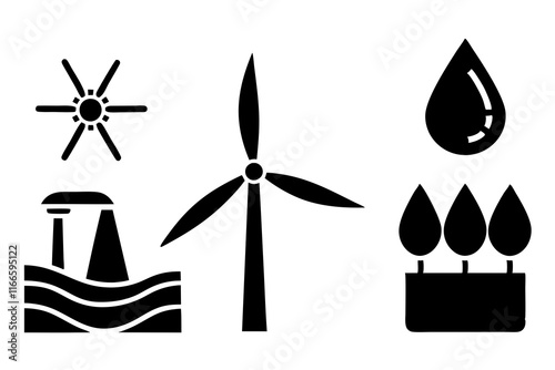 Renewable Resources Photo: Water Conservation and Wind Energy Symbols photo