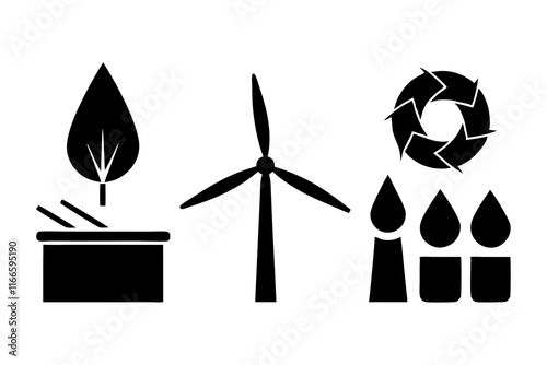Renewable Resources Photo: Water Conservation and Wind Energy Symbols photo
