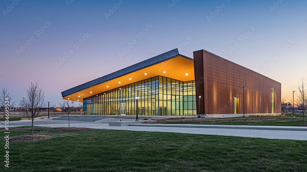 custom made wallpaper toronto digitalModern Architectural Marvel: Dusk Illumination of a Contemporary Building