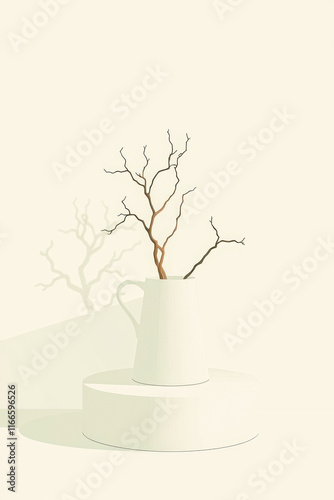 dried branches a white pitcher