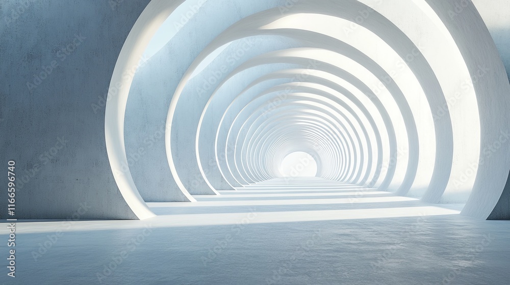 Abstract white tunnel with concentric arches, leading to bright light. Abstract white tunnel with concentric arches, leading to bright light.