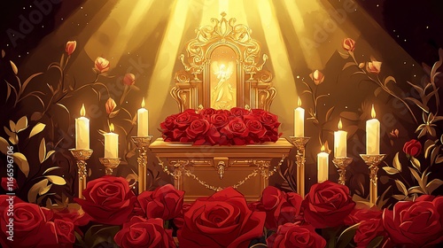 Golden Altar of Roses: A Divine Illumination