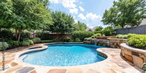  backyard with swimming pool and landscaping