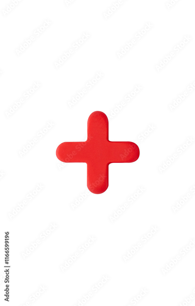 Obraz premium Three-dimensional plus sign. Color clay red