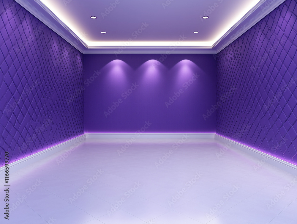 Vestibule with Royal Purple Embossed Wallpaper