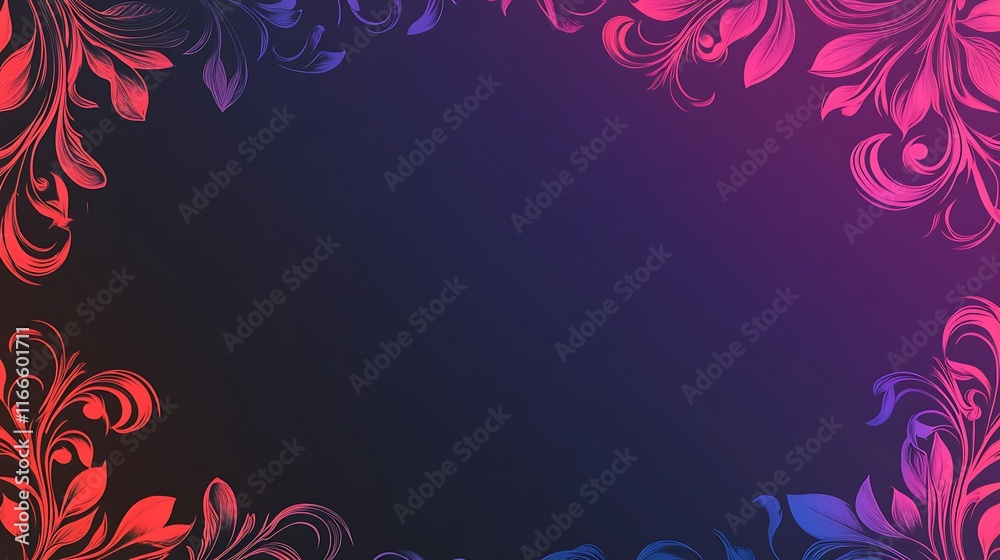 Abstract Floral Frame Design With Pink And Blue Hues Abstract Floral Frame Design With Pink And Blue Hues