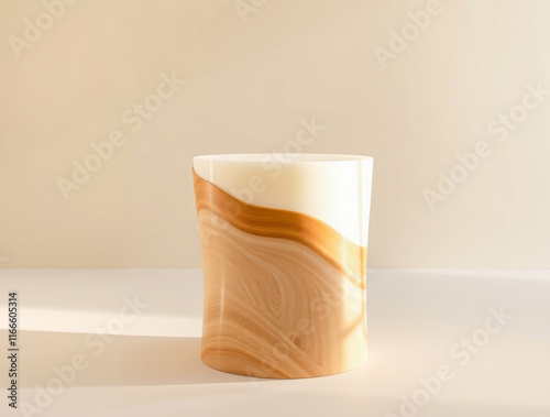 cylindrical pedestal with smooth curves a blend light brown