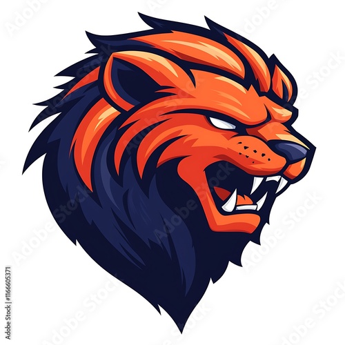 Fierce lion head logo digital art graphic design bold colors photo