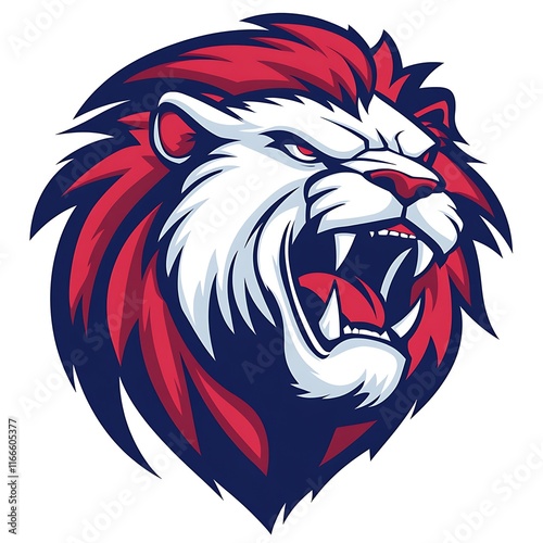 Wallpaper Mural Fierce lion roaring graphic design digital art bold colors Torontodigital.ca