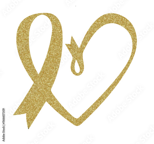 World Breast Cancer Day pink and golden ribbon.