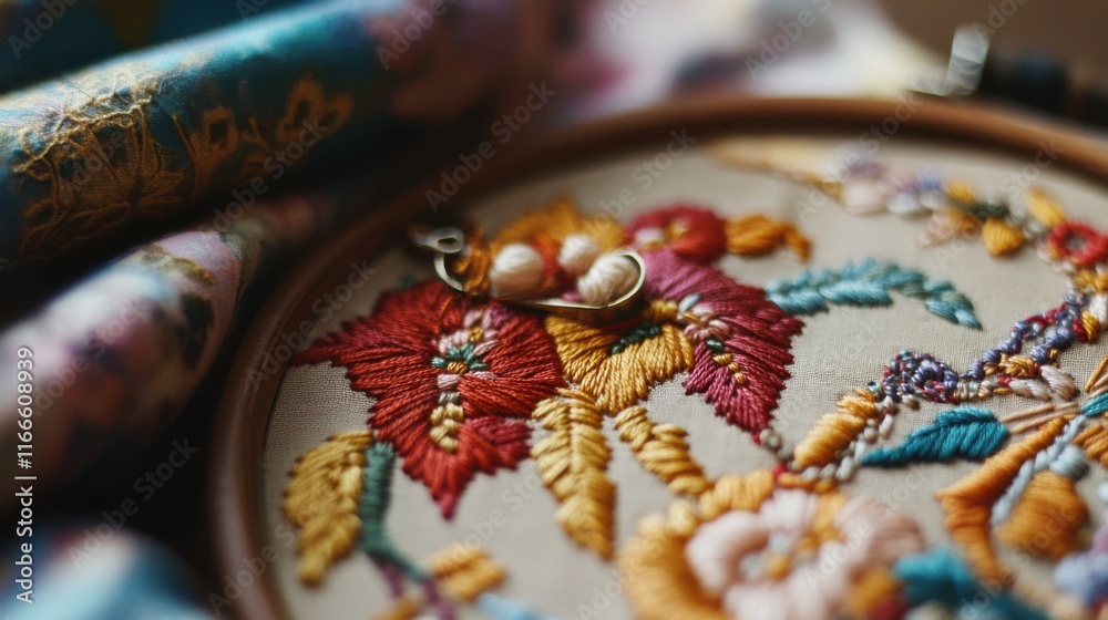 Fototapeta premium Embroidery is a relaxing way to produce intricate designs.