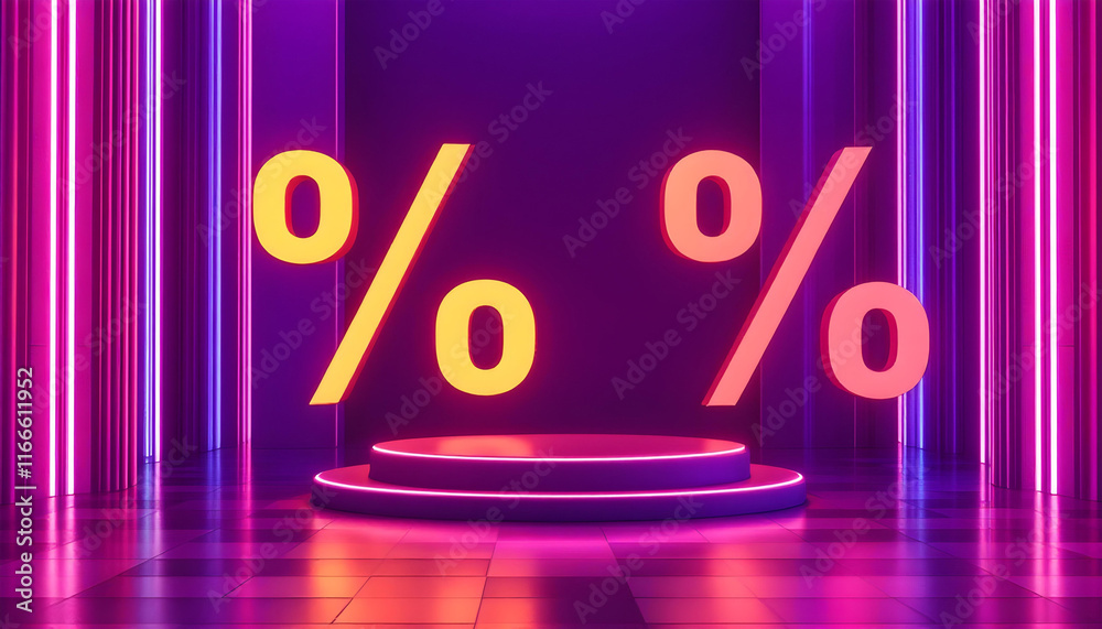 discount super sale podium neon glow in the dark background