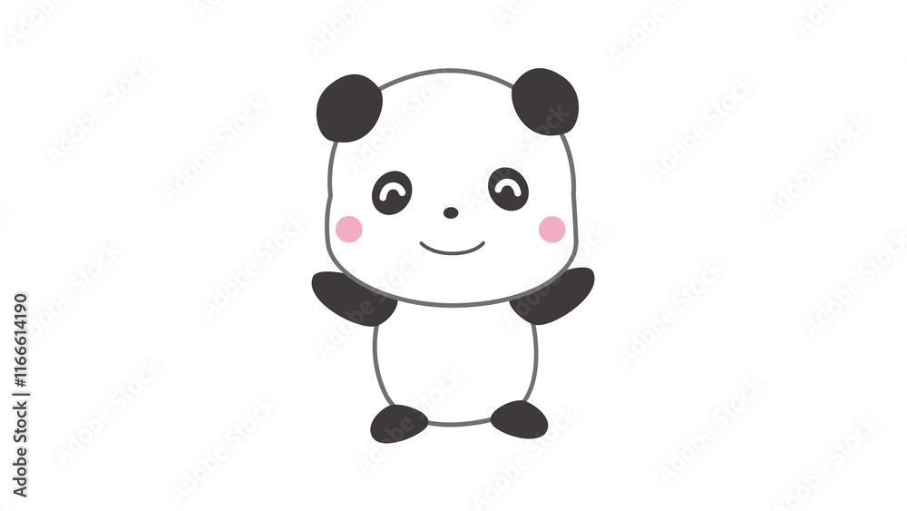 にっこり笑ったパンダのイラスト