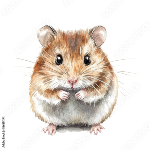 A watercolor vector painting of a hamster, isolated on a white background. Hamster vector.

