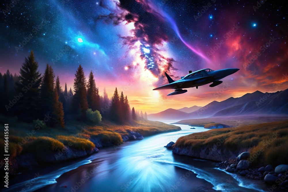 Sci-Fi Silhouette: Serene Stream, Futuristic Glow, Comforting Spaceship, Digital Art, Abstract, Dark Fantasy Sci-Fi Silhouette: Serene Stream, Futuristic Glow, Comforting Spaceship, Digital Art, Abstract, Dark Fantasy