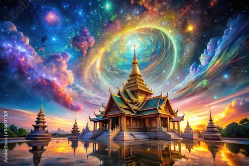Sparkling Azimuth Temple: Surreal Abstract Photography, Celestial Architecture, Mystical Shrine