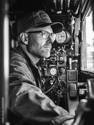 Man driving train