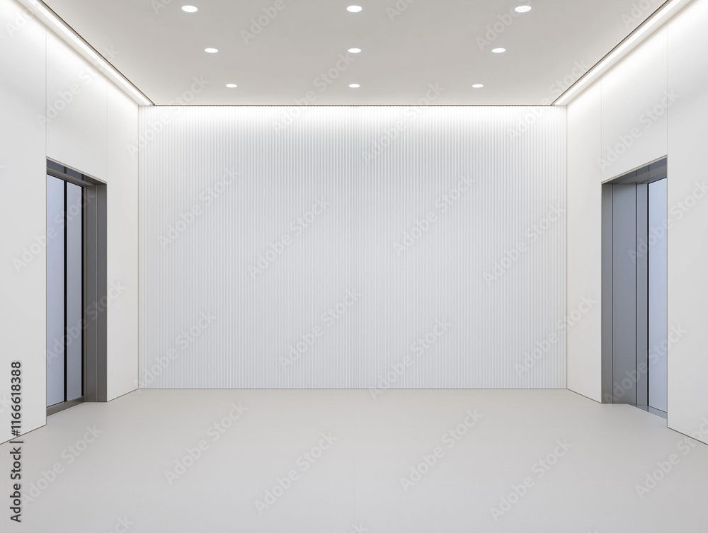 Sophisticated Lift Lobby with Elegant White Fluted Wall Panel