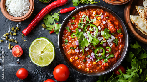 Traditional Indian Meal with Baingan Bharta