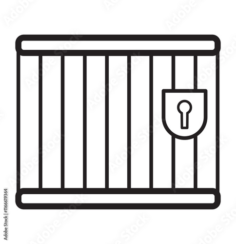 Vector illustration of jail, prison icon on white background. Jail icon vector isolated on white background, logo concept of Jail sign on transparent background, black filled symbol. 