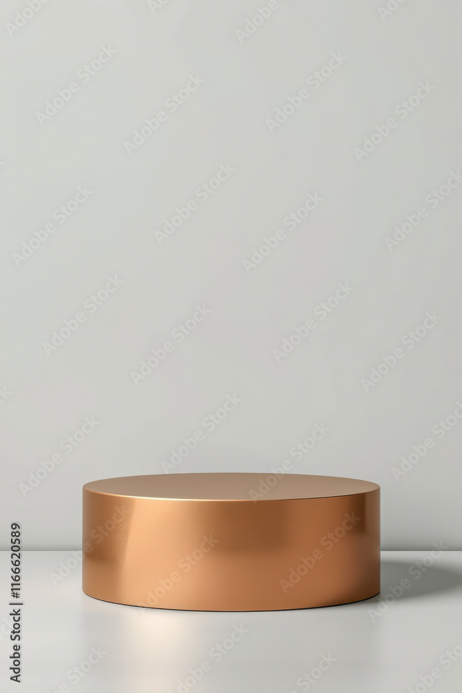 copper cylindrical platform on a white surface copper cylindrical platform on a white surface