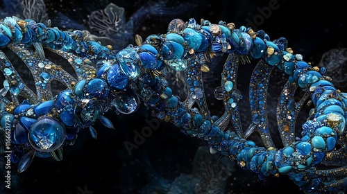 Biochemistry background with high tech dna molecule photo