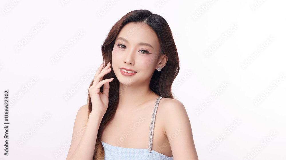 Beautiful young asian woman with clean fresh skin on white background, Face care, Facial treatment, Cosmetology, beauty and spa, Asian women portrait. Beautiful young asian woman with clean fresh skin on white background, Face care, Facial treatment, Cosmetology, beauty and spa, Asian women portrait.