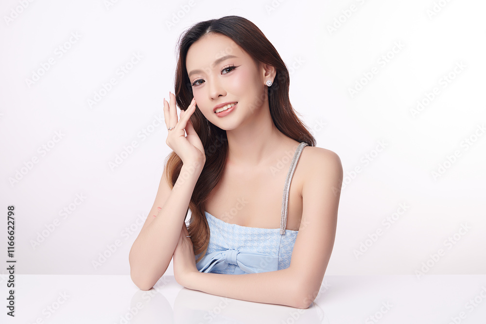 Beautiful young asian woman with clean fresh skin on white background, Face care, Facial treatment, Cosmetology, beauty and spa, Asian women portrait. Beautiful young asian woman with clean fresh skin on white background, Face care, Facial treatment, Cosmetology, beauty and spa, Asian women portrait.