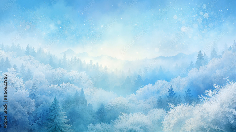 Snowy pine forest under blue sky Snowy pine forest under blue sky