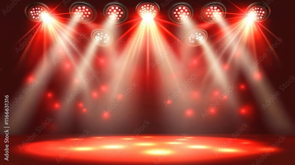 Naklejka premium Red Stage Lighting Design Background